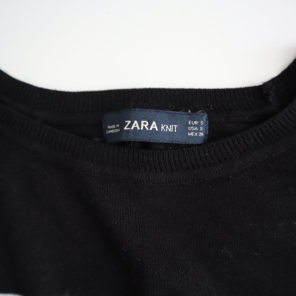 Zara Black and White Striped Crewneck Sweater - Picture 2 of 5